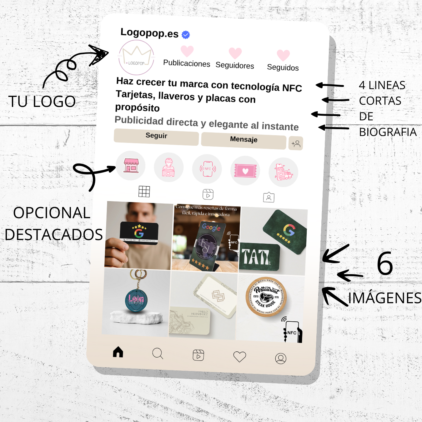 Tarjeta NFC Personalizada con Feed de Instagram | PVC y Vinilo Premium | Comparte tu Perfil al Instante para Emprendedores y Creadores
